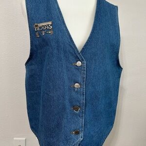 Vintage Denim Vest Cotton XL Western Cowboy Texas